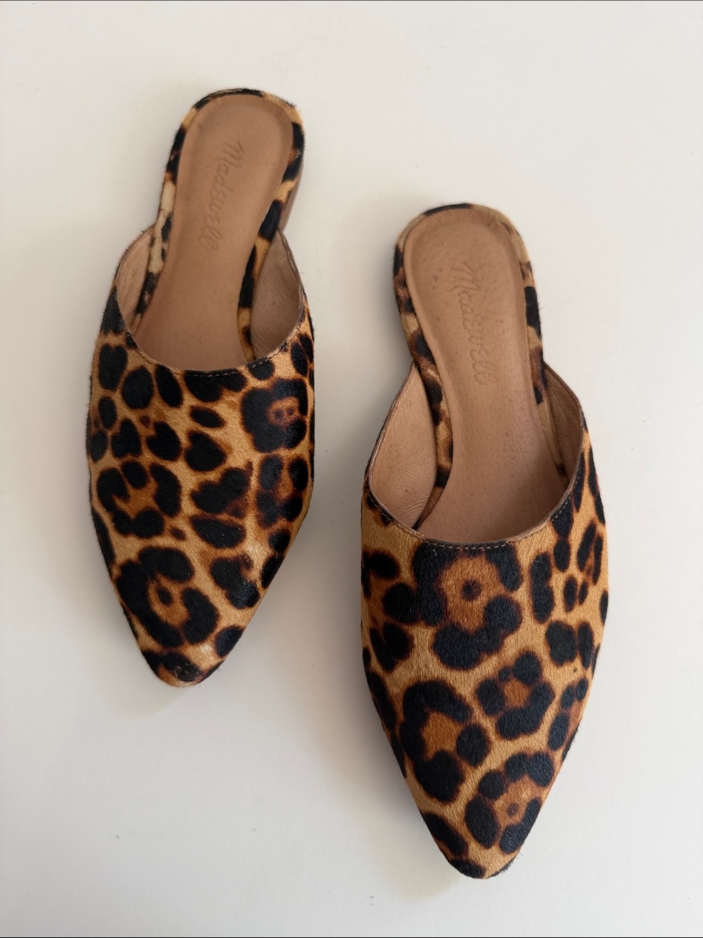 Madewell Leopard-Print Pointed Slip-On Mules in Brown and Black